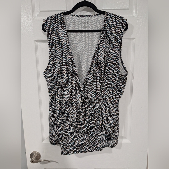 Talbots Woman Black and White Asymmetrical Fitted Blouse in Size 2X - Picture 1 of 9